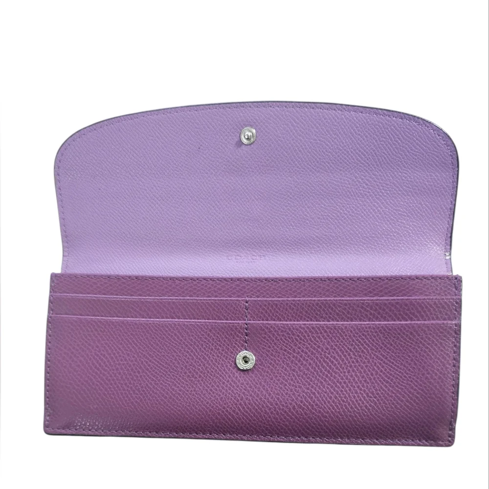 COACH Python Embossed Leather Continental Long Wallet Plum Purple Exotic Flap - Picture 5 of 14